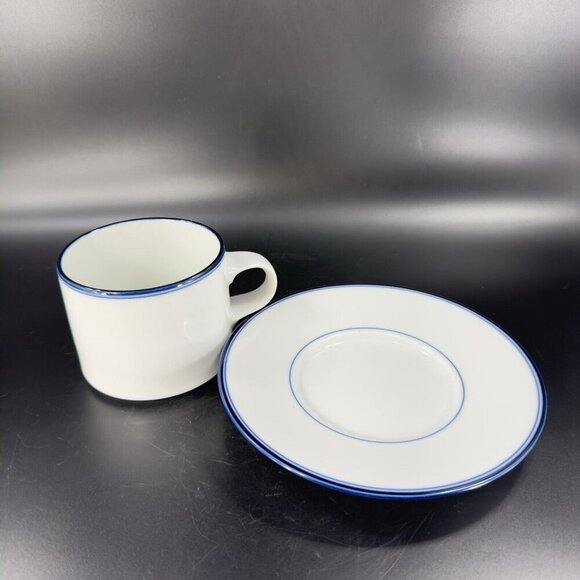 Dansk Concerto Allegro Blue Teacup And Saucer Set Mug Cup Portugal Ceramic White - Picture 11 of 16